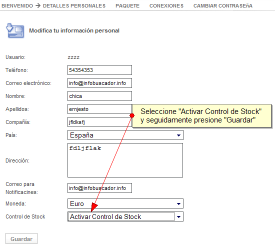 Activar Control de Stock