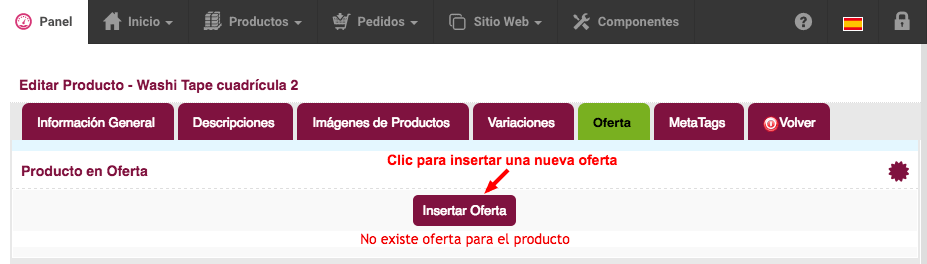 insertar oferta